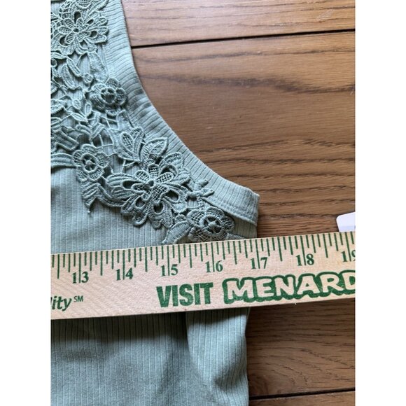 Torrid Super Soft Light Rib Knit Granite Green Tank Top Plus Sz 1X Lace Trim NWT - Picture 5 of 11